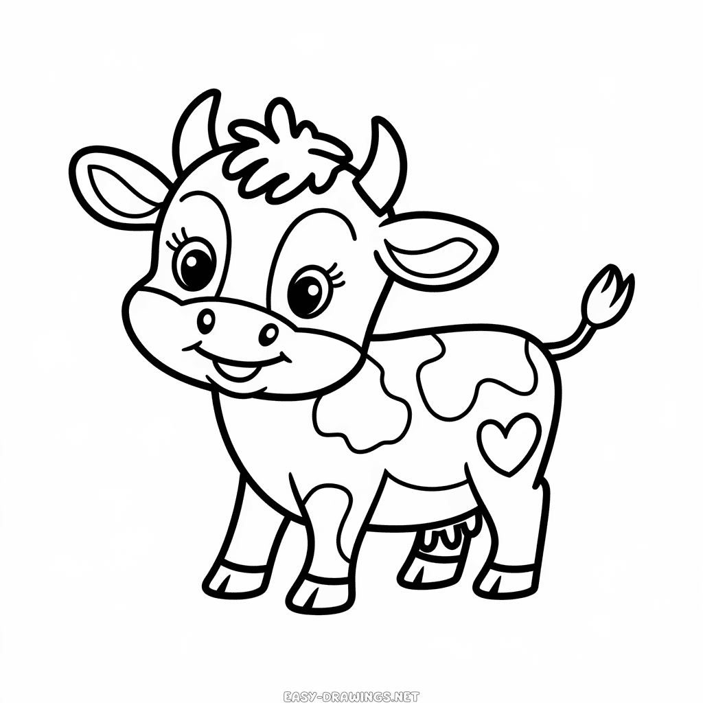 Baby cow easy drawing