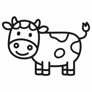 Black and white cow easy drawing
