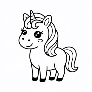 Black and White Unicorn easy drawing