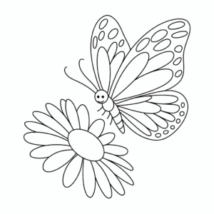 Butterfly and flower easy drawing