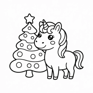 Christmas Unicorn easy drawing