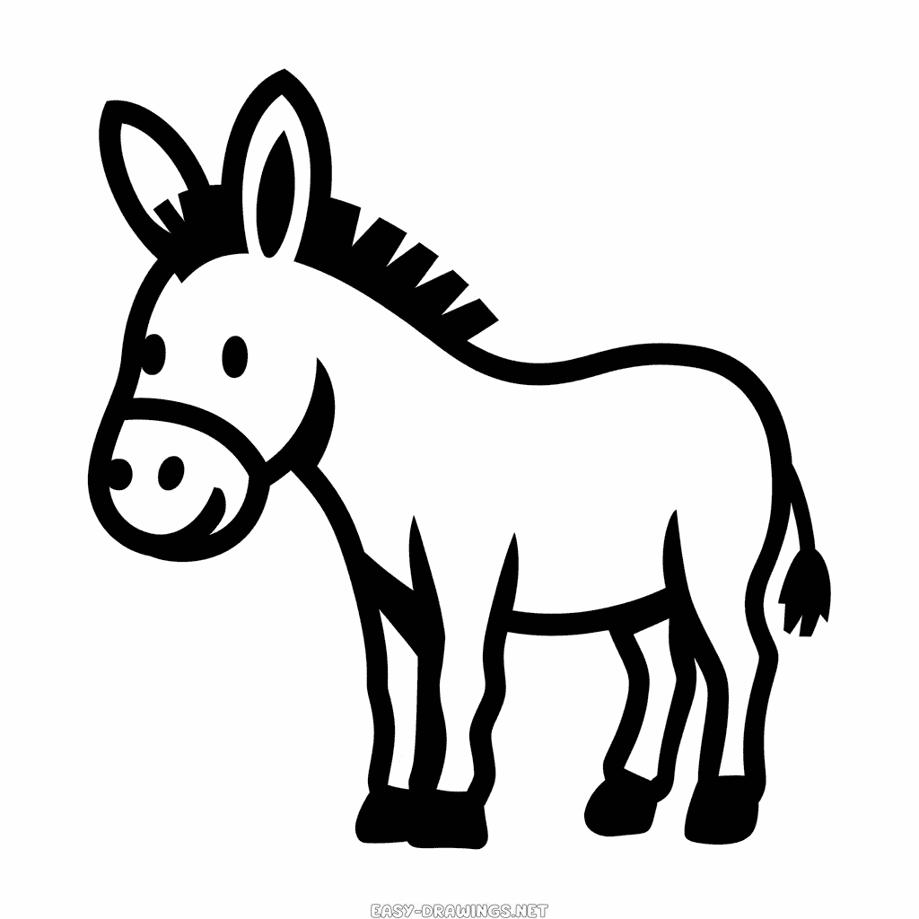 Donkey for kids easy drawing