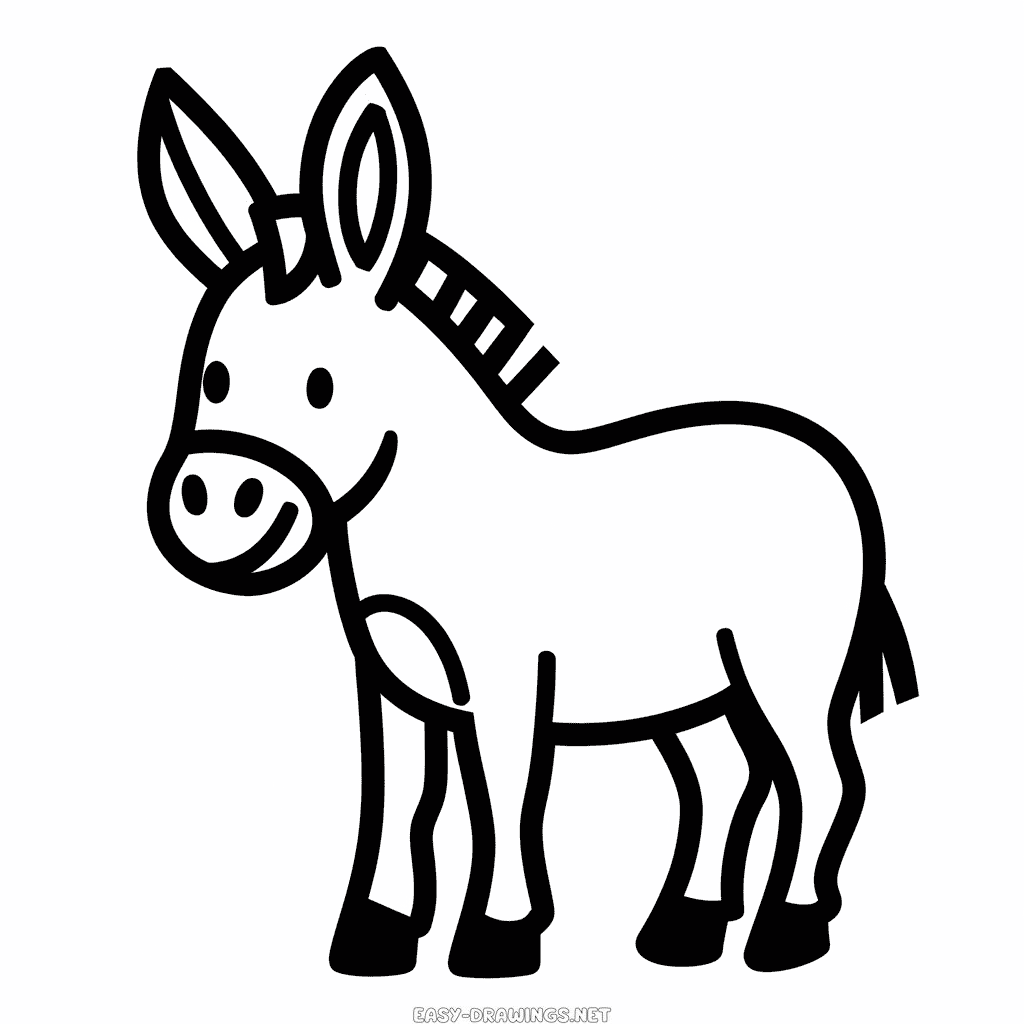 Donkey for toddler easy drawing