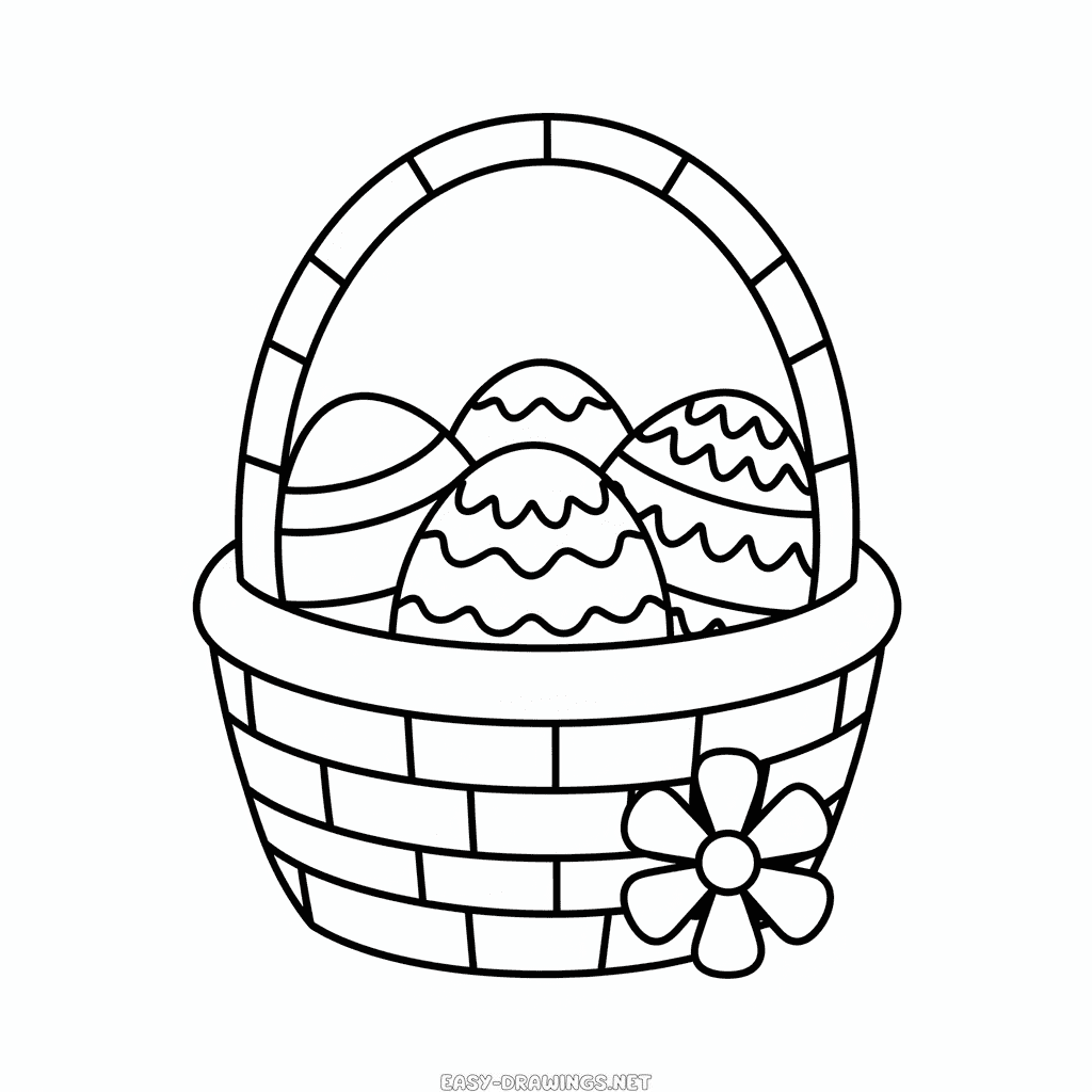 Easter basket easy drawing
