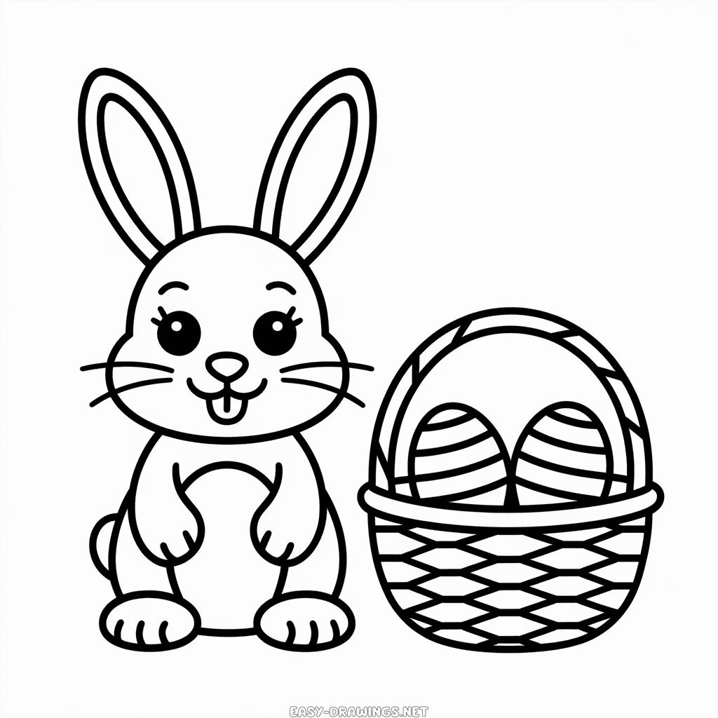 Easter bunny easy drawing