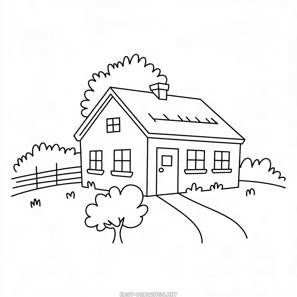 Farm house easy drawing