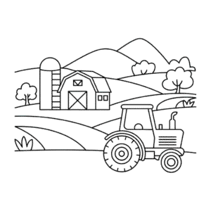 Farm landscape easy drawing