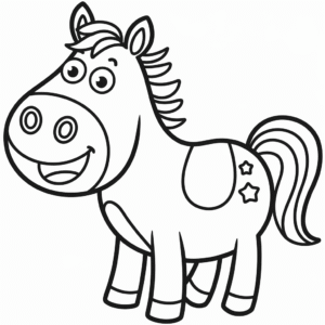 Happy cartoon horse easy drawing