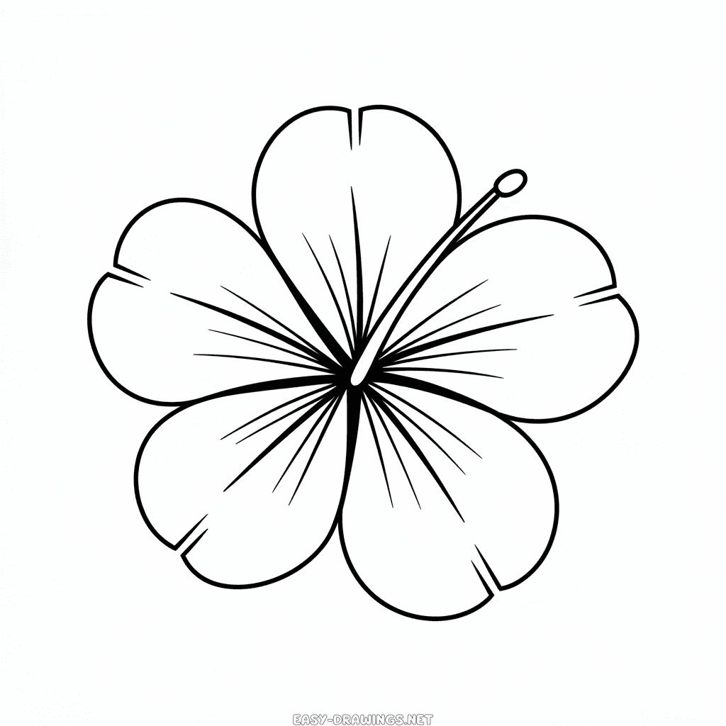 Hawaiian Flower easy drawing