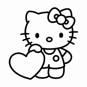Hello Kitty and Heart easy drawing