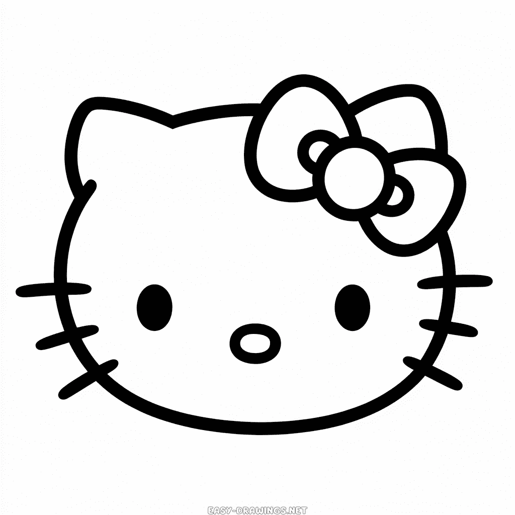 Hello Kitty Face easy drawing