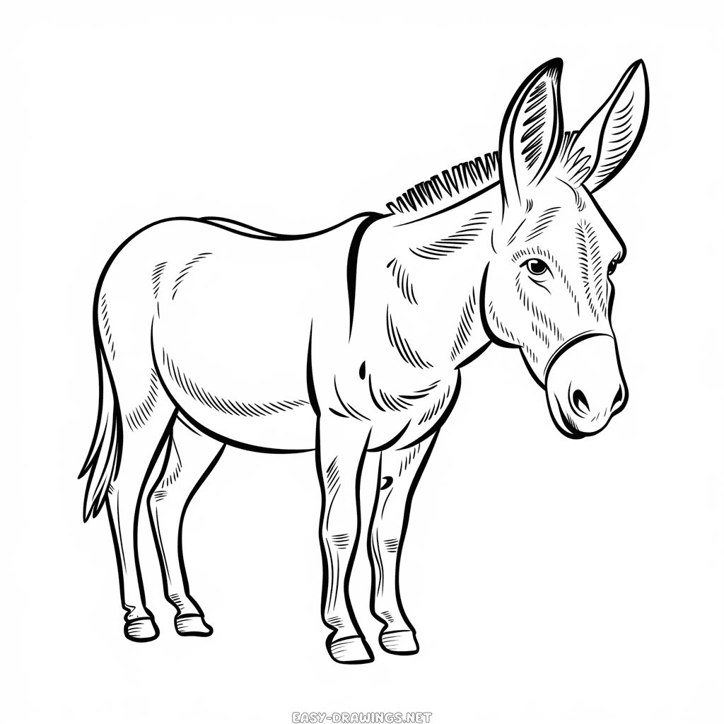 Realistic Donckey easy drawing