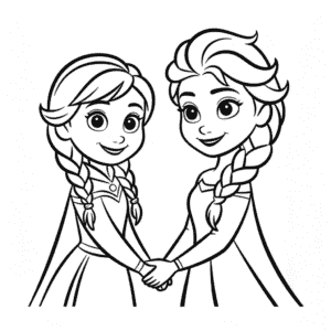 Anna and Elsa Together Easy Drawing