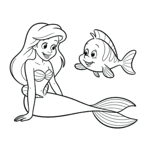 Ariel and Flounder Easy Drawing