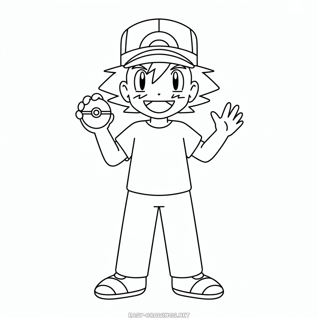 Ash Ketchum Pokémon Easy Drawing