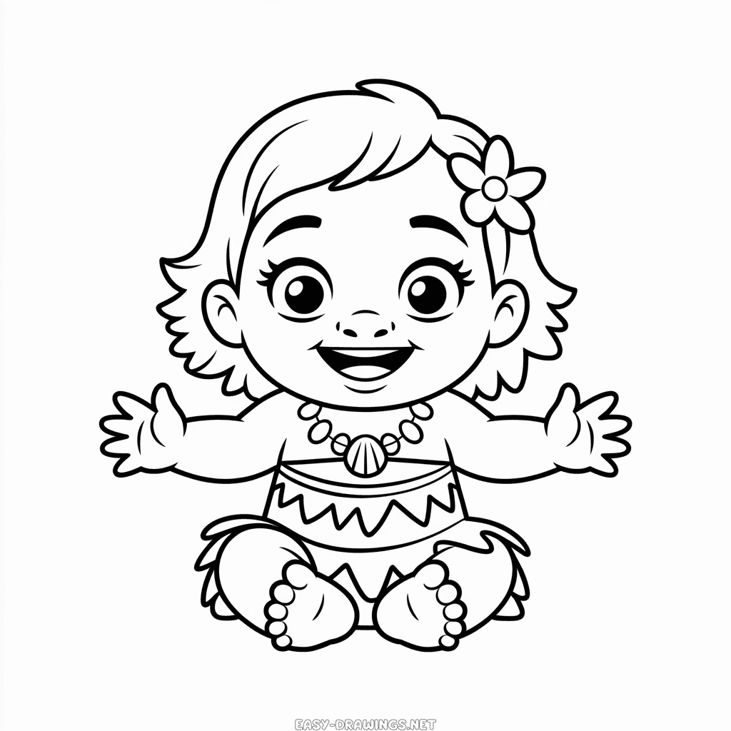 Baby Moana Easy Drawing