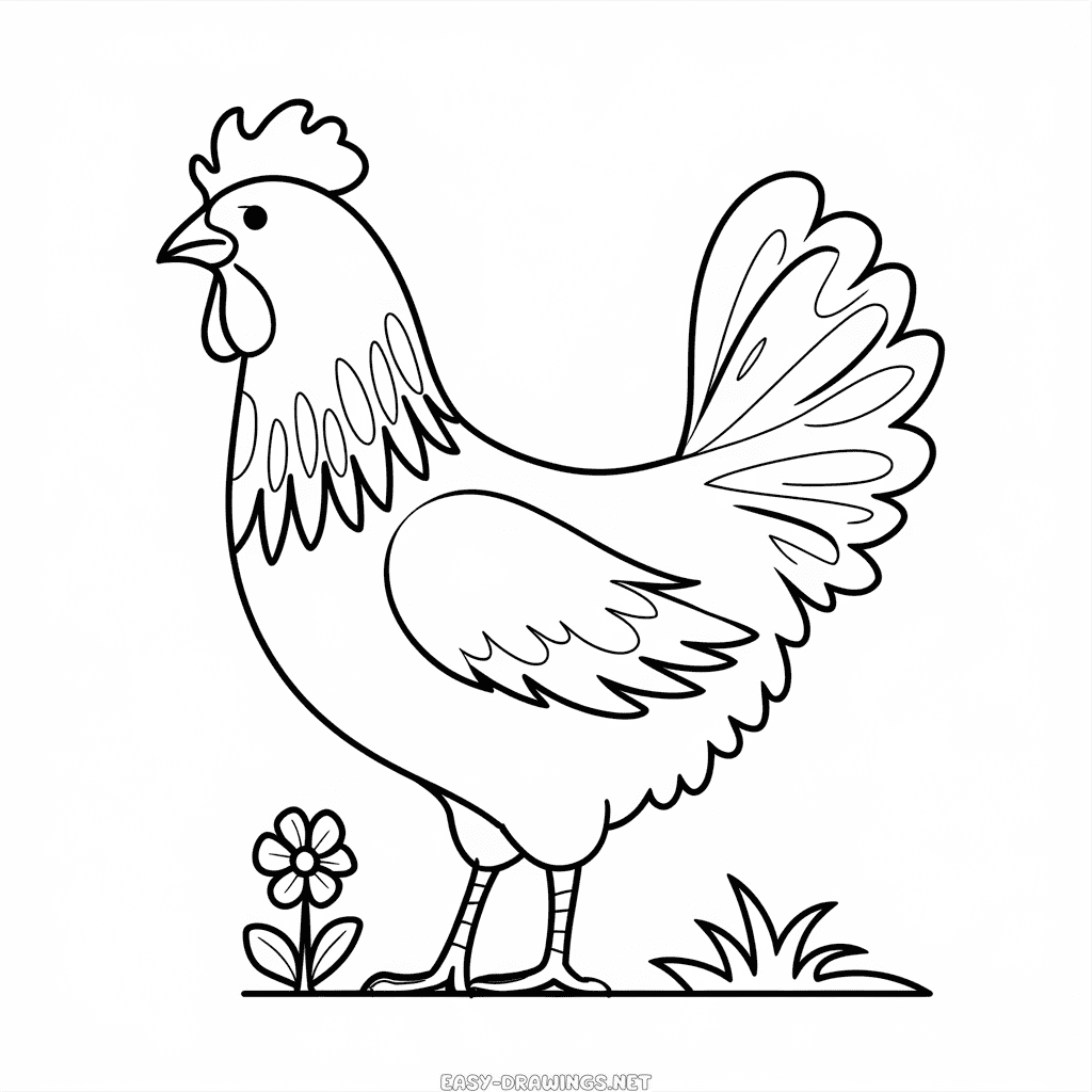 Beautiful Chicken Easy Drawing