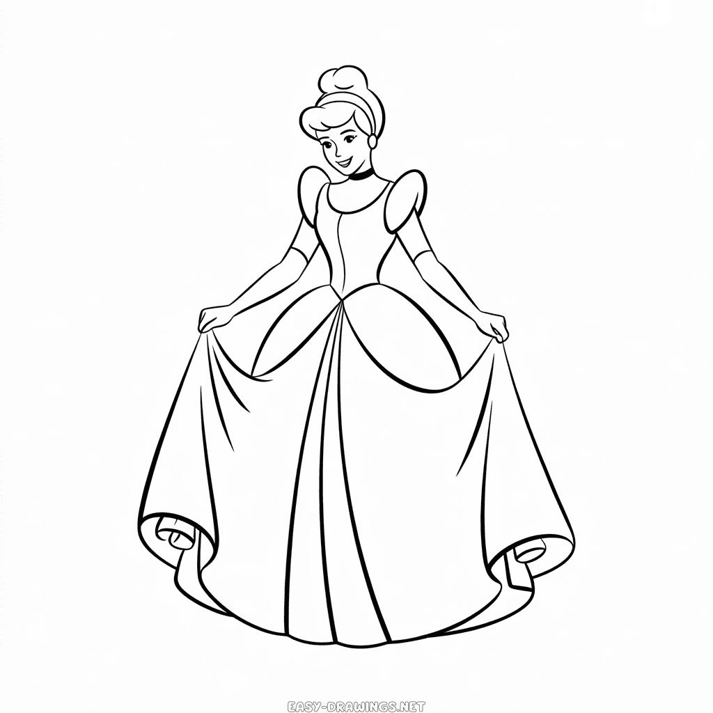 Beautiful Cinderella Easy Drawing