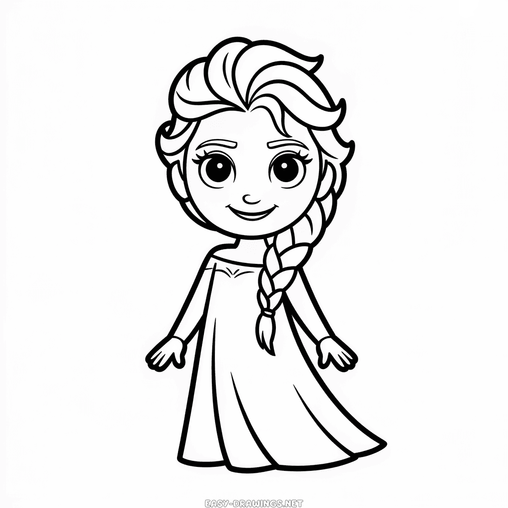 Beautiful Elsa Easy Drawing