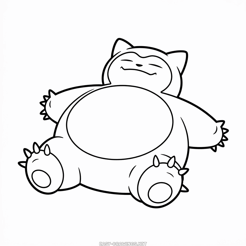 Big Snorlax Easy Drawing