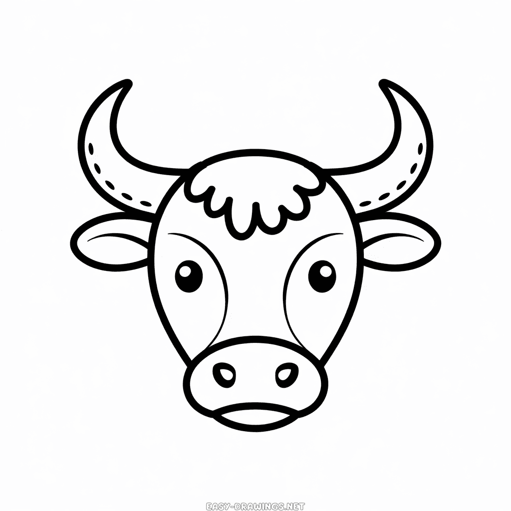 Bull Face Easy Drawing