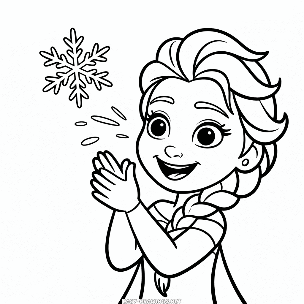Cartoon Elsa Easy Drawing