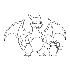 Charizard and Detective Pikachu Easy Drawing
