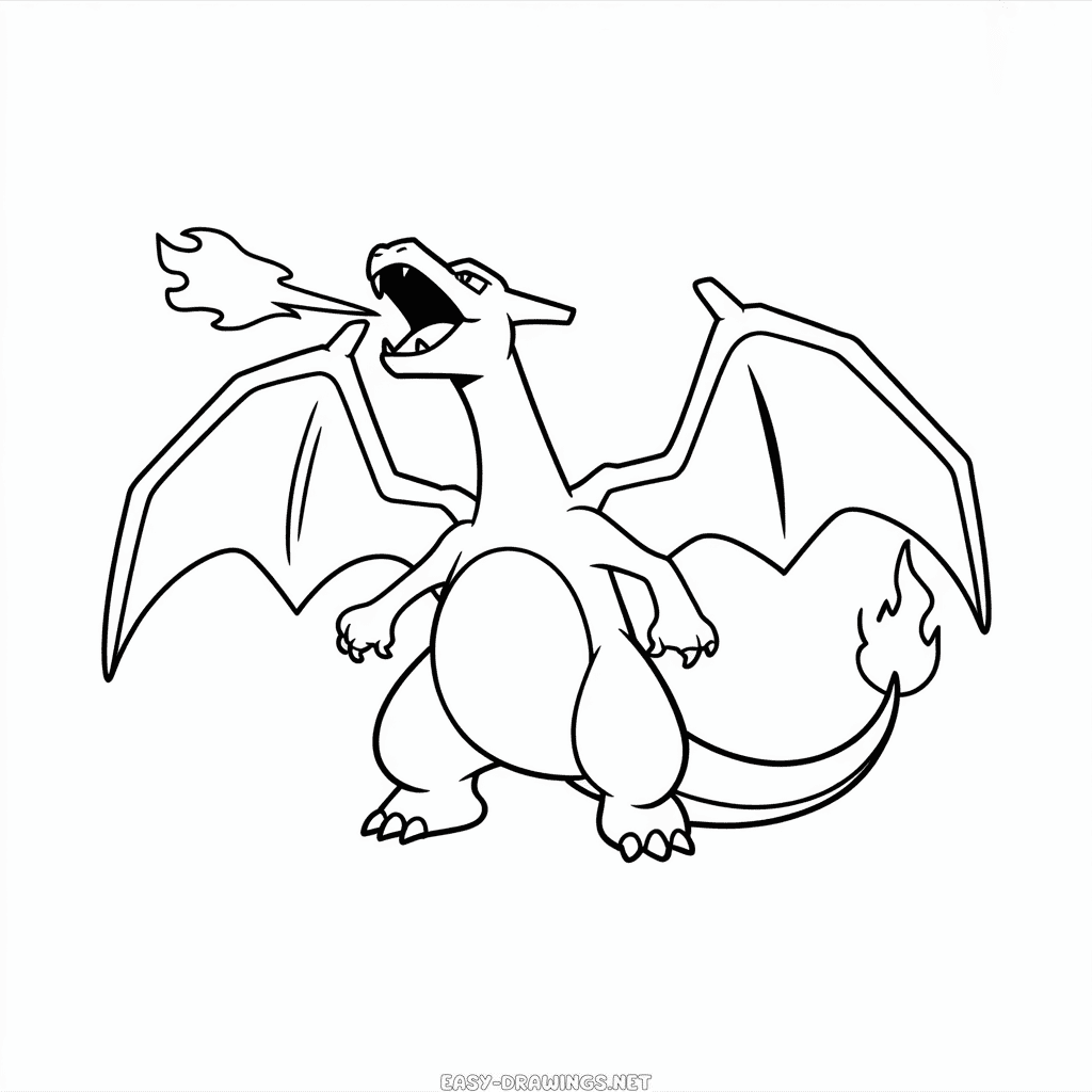 Charizard Breathing Fire Easy Drawing