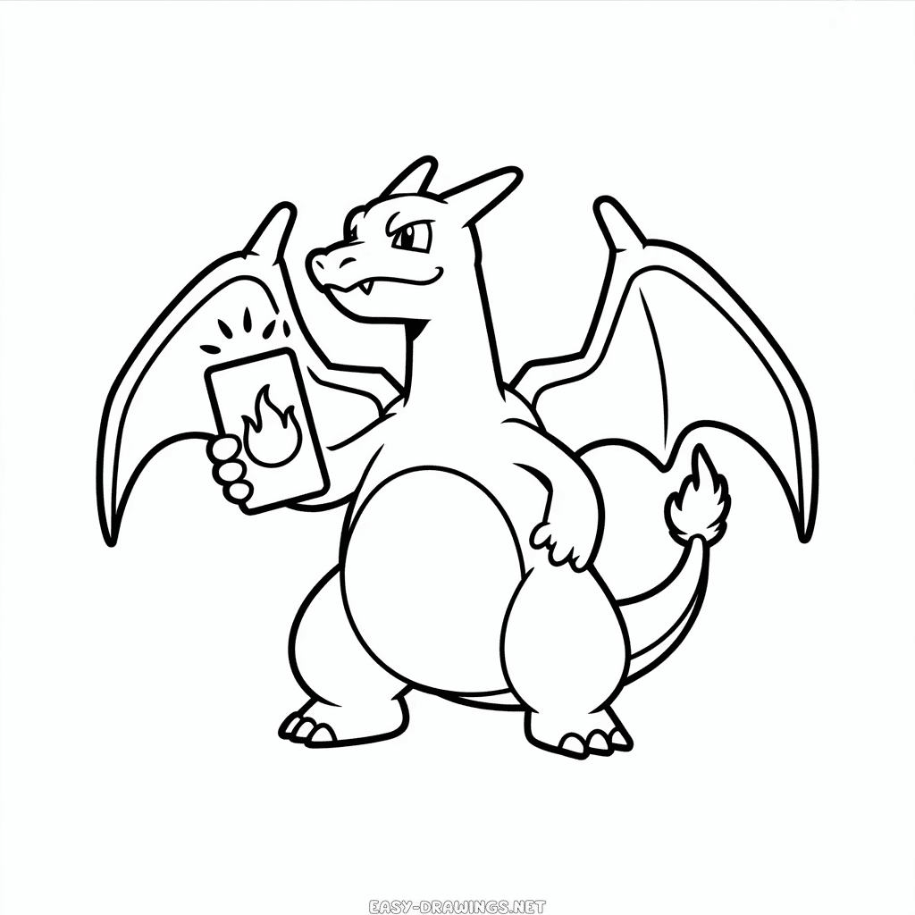 Charizard playing Pokémon Cards Easy Drawing