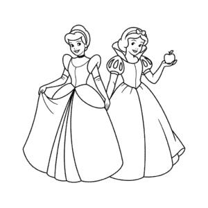 Cinderella and Snow White Easy Drawing