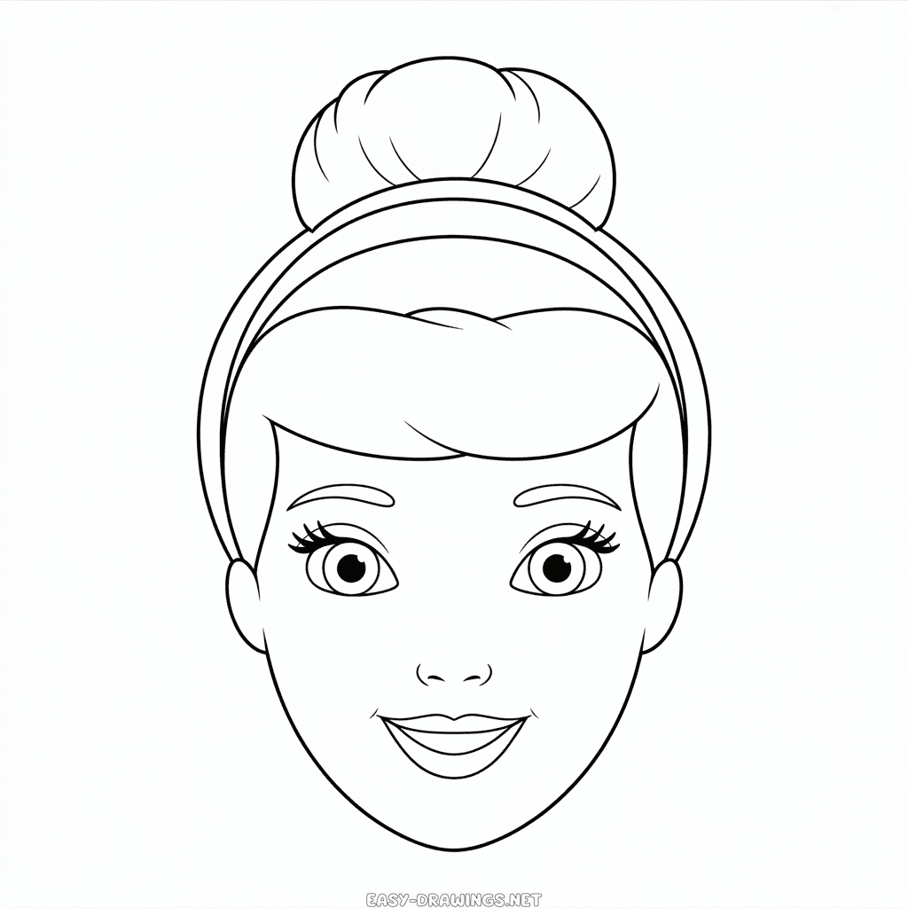 Cinderella Face Easy Drawing