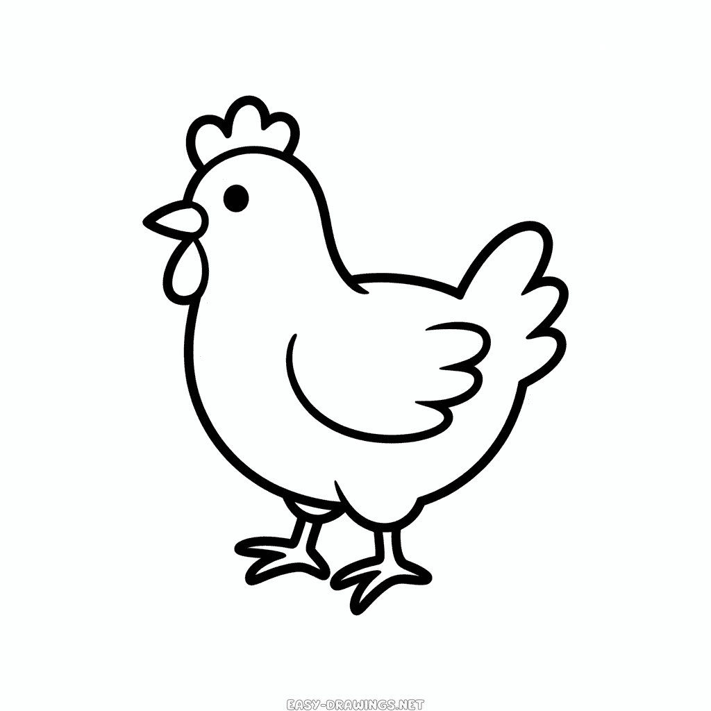 Cute chicken Easy Drawing