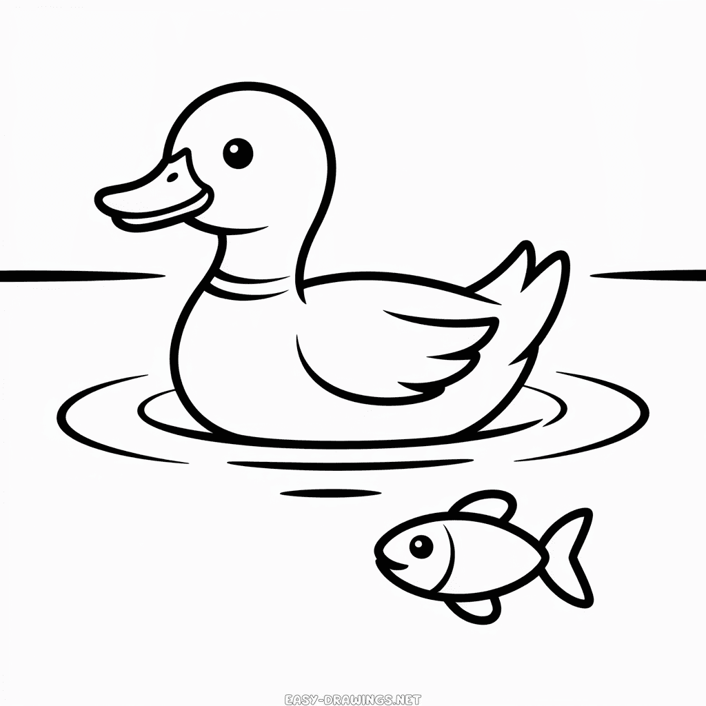 Duck in water Easy Drawing