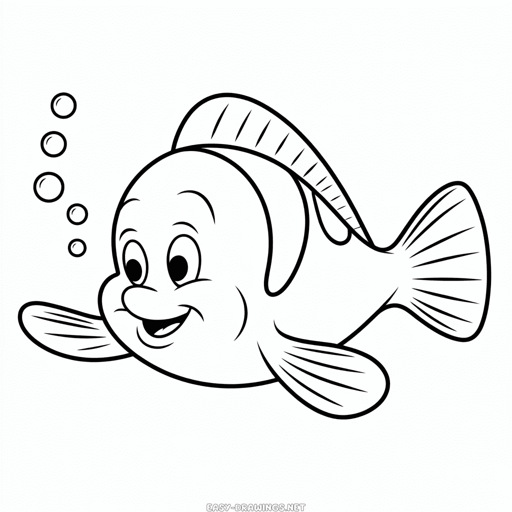 Flounder from Ariel Easy Drawing