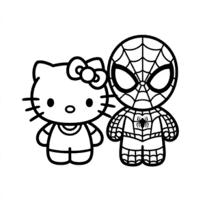 Hello Kitty and Spider-Man Easy Drawing