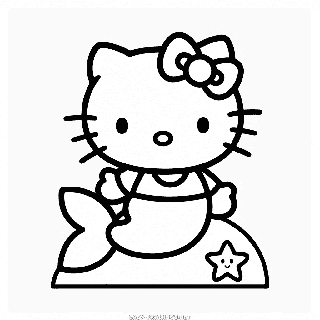 Hello Kitty Mermaid Easy Drawing