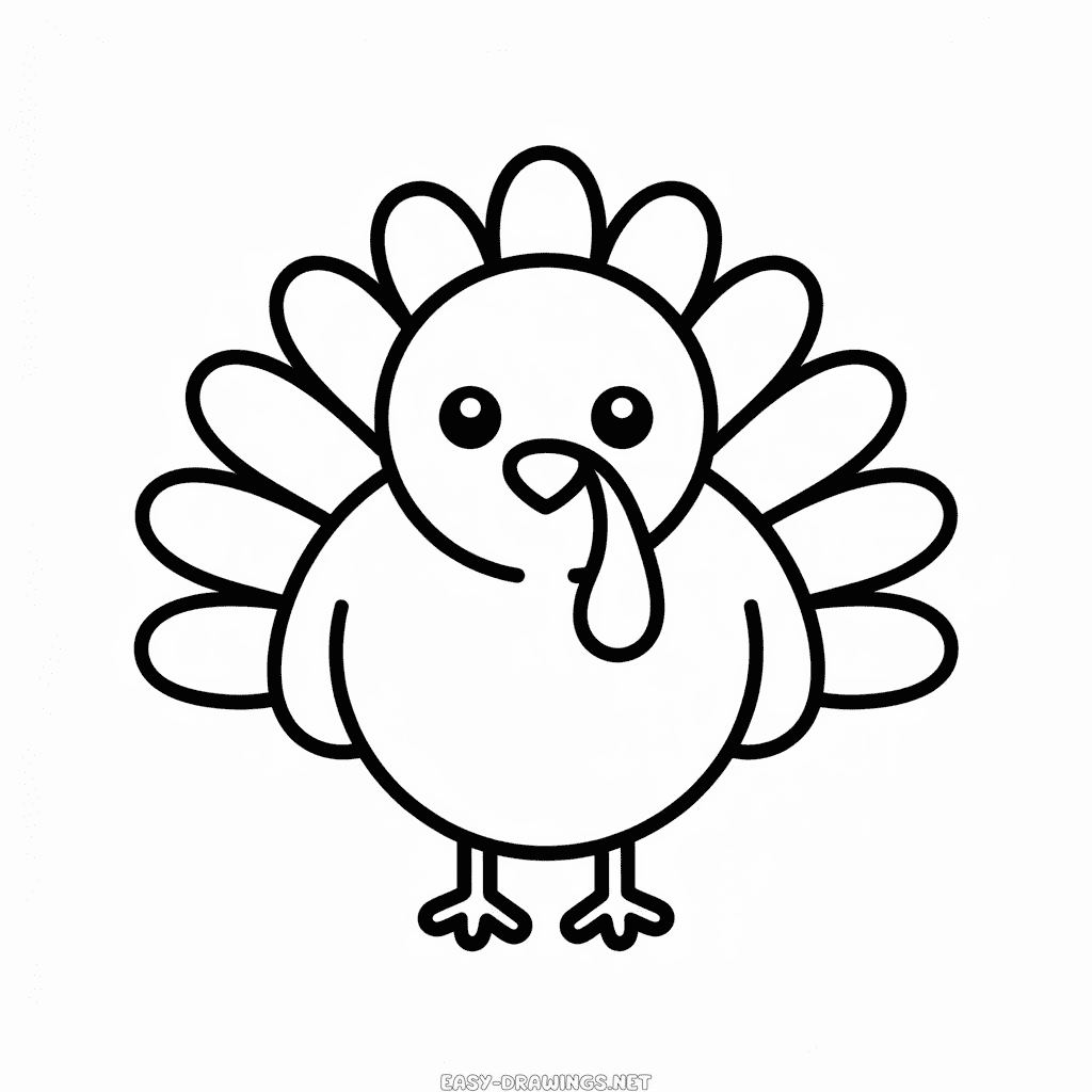Kawaii Turkey Easy Drawing