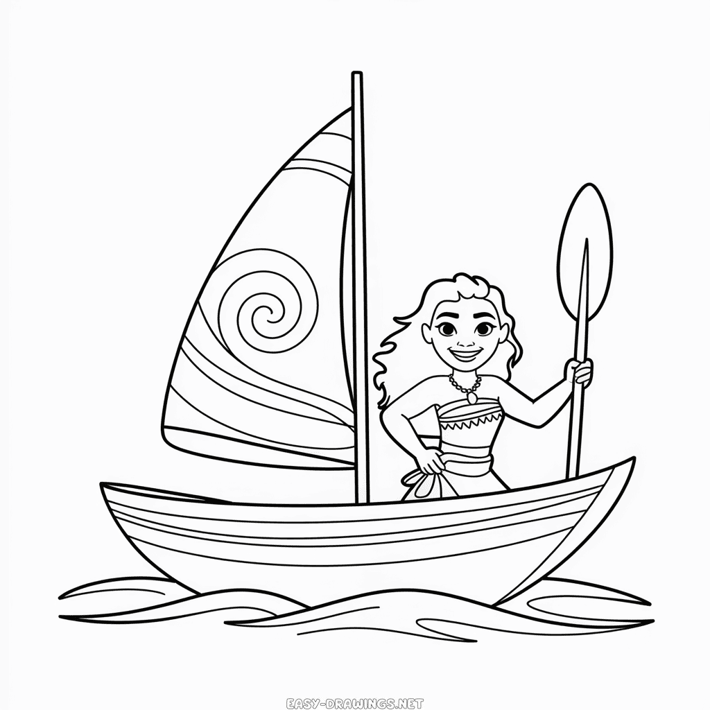 Moana Boat Easy Drawing