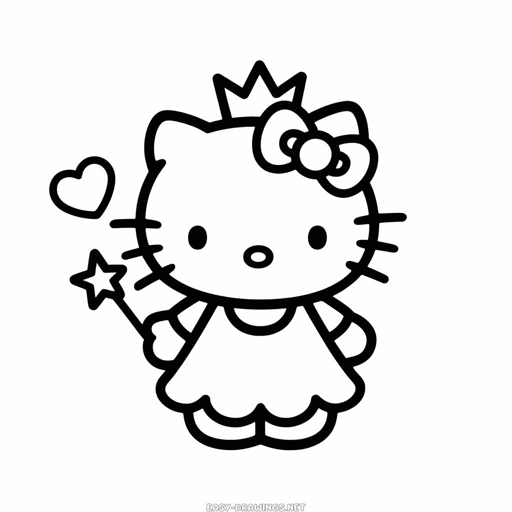 Princess Hello Kitty Easy Drawing