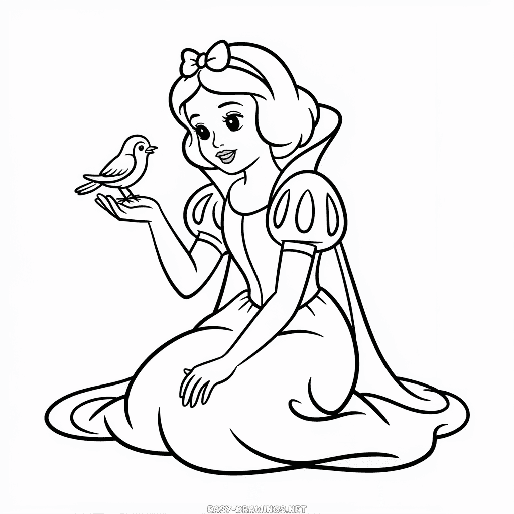Princess Snow White Easy Drawing