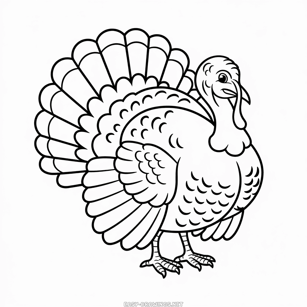 Realistic turkey Easy Drawing