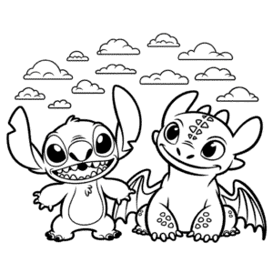 Stitch and Toothless Easy Drawing