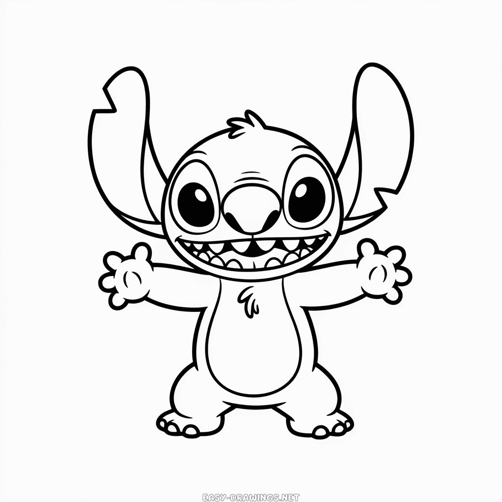 Stitch Cartoon Easy Drawing