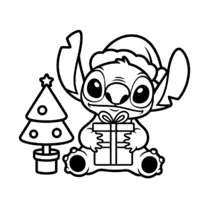 Stitch Christmas present Easy Drawing