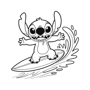 Stitch Surfing Easy Drawing