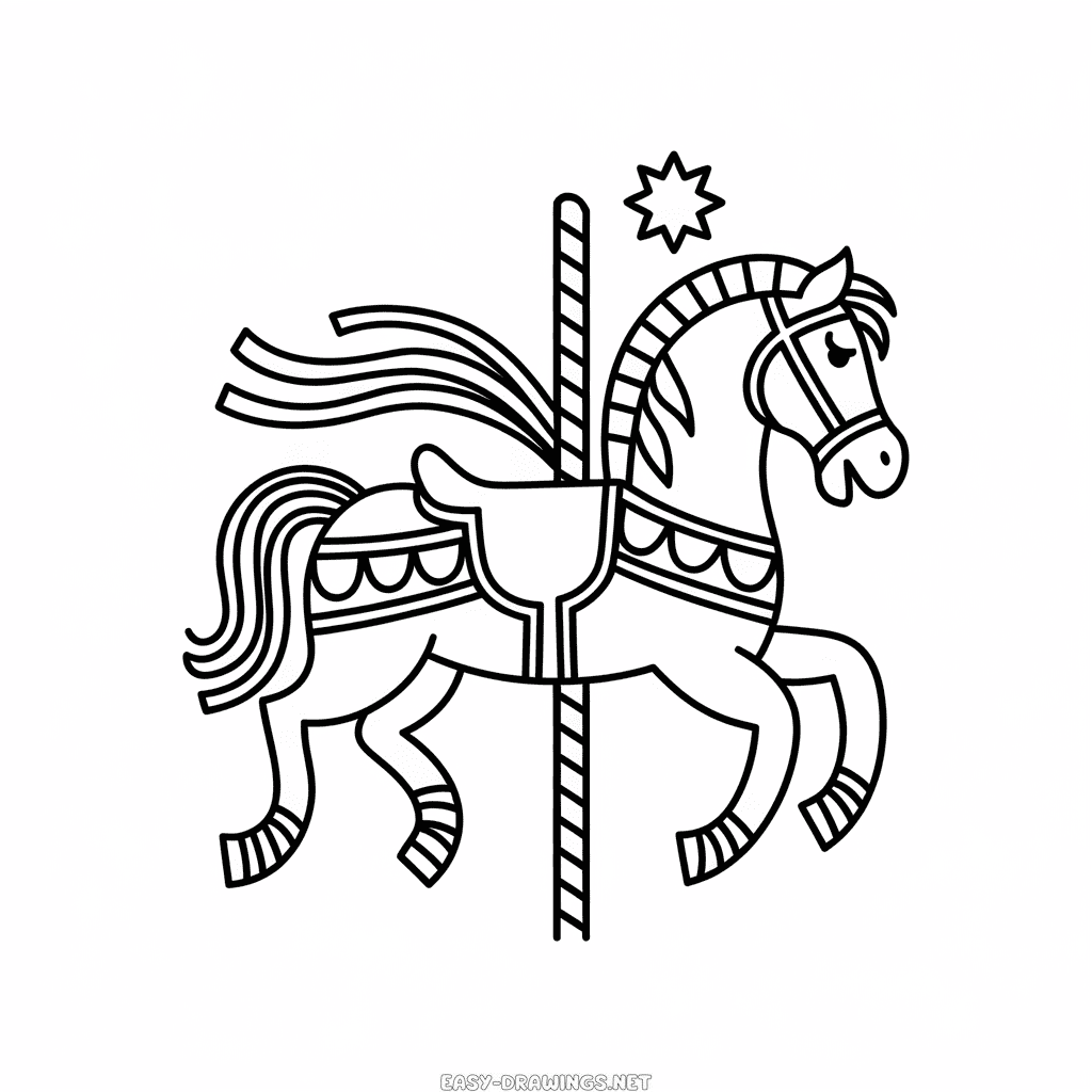 Carousel horse Easy Drawing