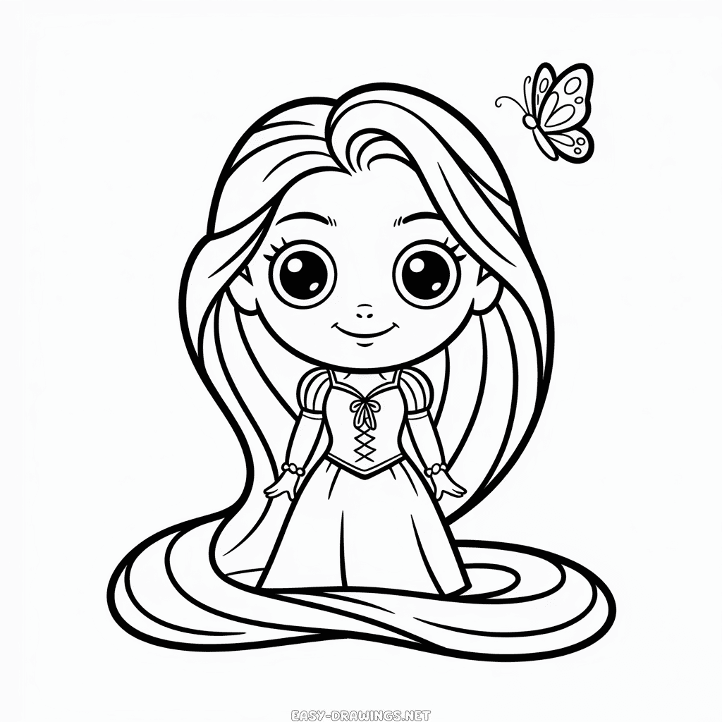 Chibi Rapunzel Easy Drawing