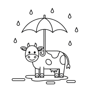 Cow in rain Easy Drawing