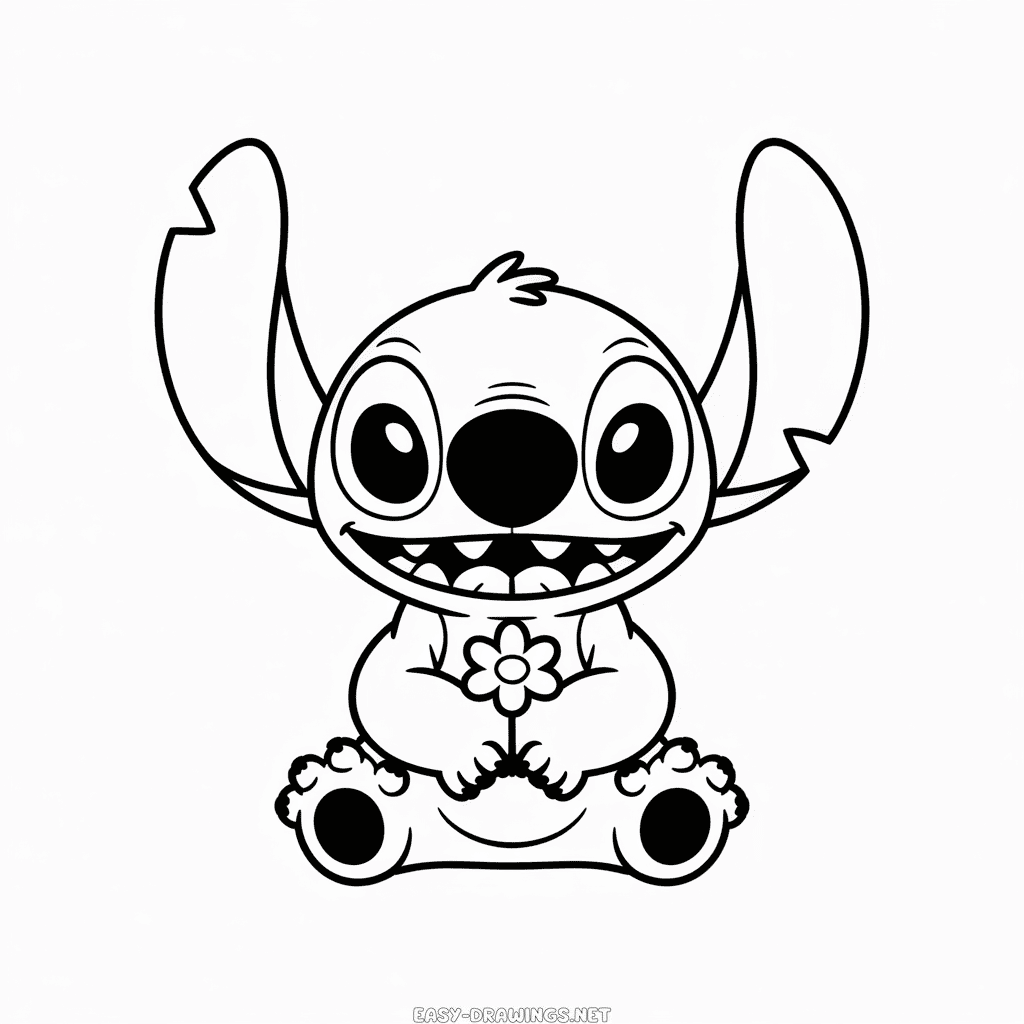 Cute Stitch Easy Drawing