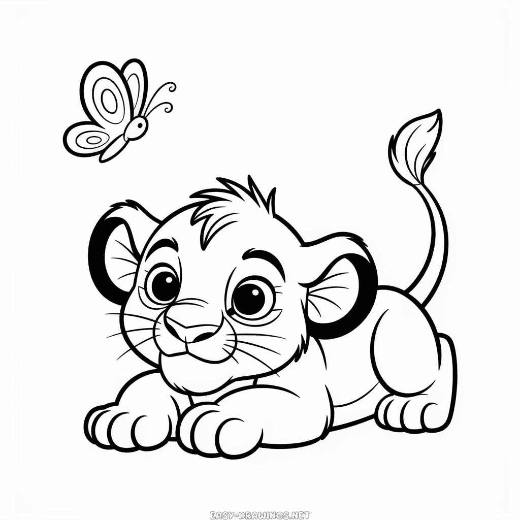 Cute The Lion King Easy Drawing